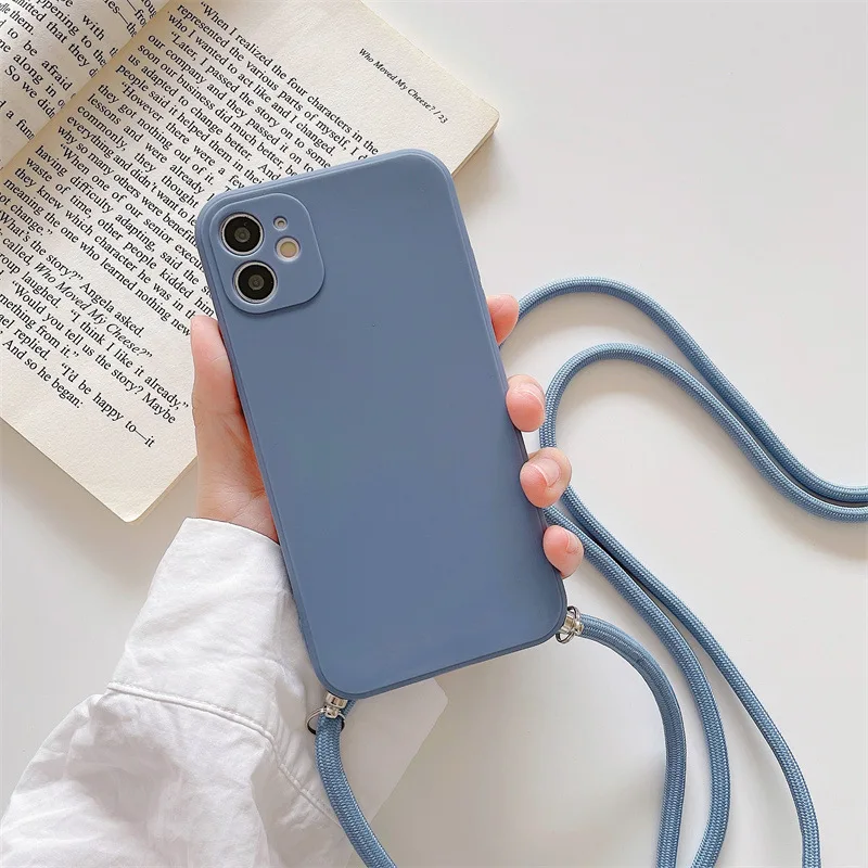 Crossbody Necklace Strap Cord Liquid Silicone Case For Realme V5 X X2 X7 Narzo 10 10A 20 20A 30 30A 50 50A 50i Prime Pro Cover