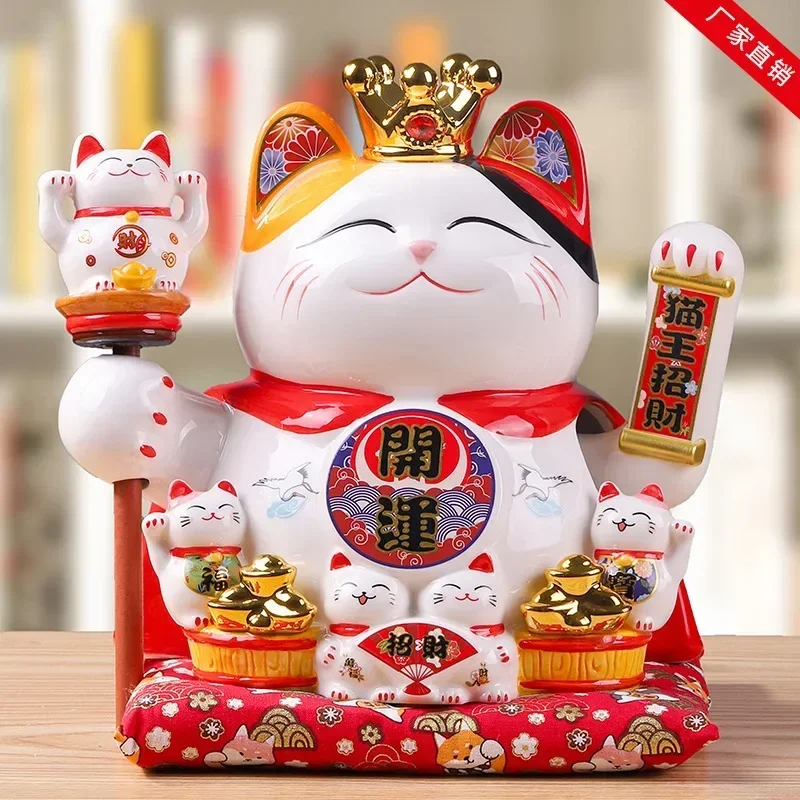 Zhaocai cat large decoration shop opened electric shake hand large Japanese ceramic creative business is booming rich cat