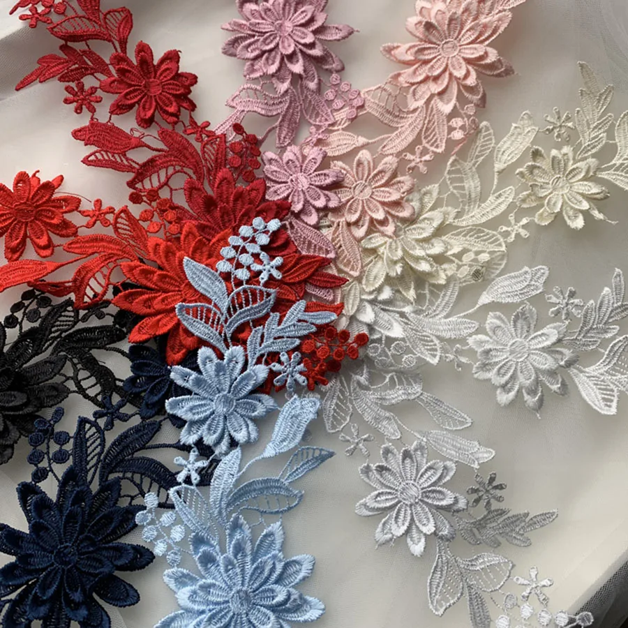 1 Paar Blumenstickerei Spitzenapplikation Patch für DIY Hochzeitskleid Patchwork Kleidung Zubehör