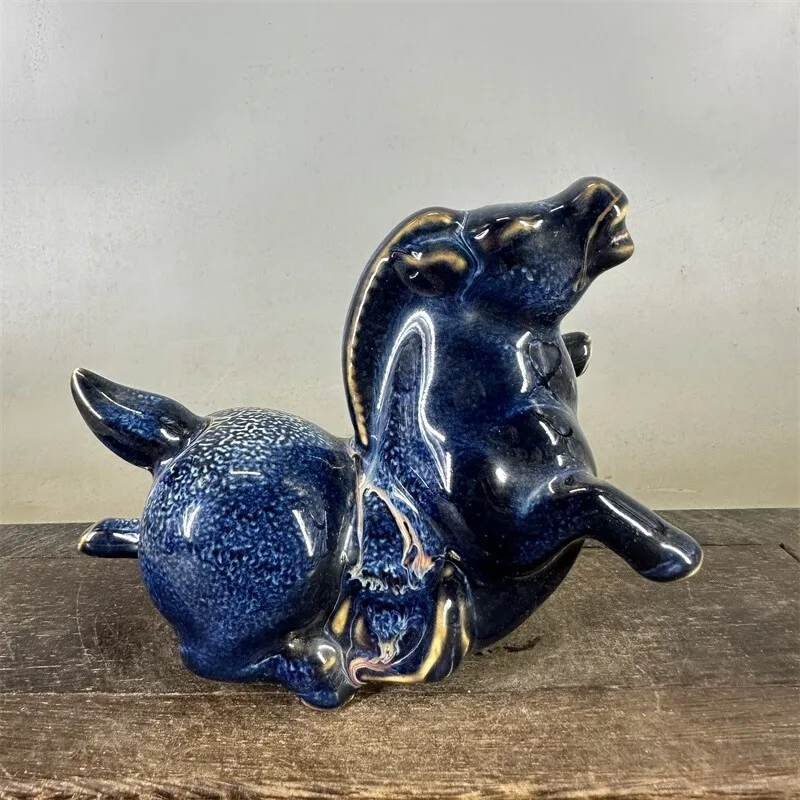 

5.5" China Qing Fancy Glaze Porcelain Fambe Lovable Animal Fat Horse Statue Nice Art Work