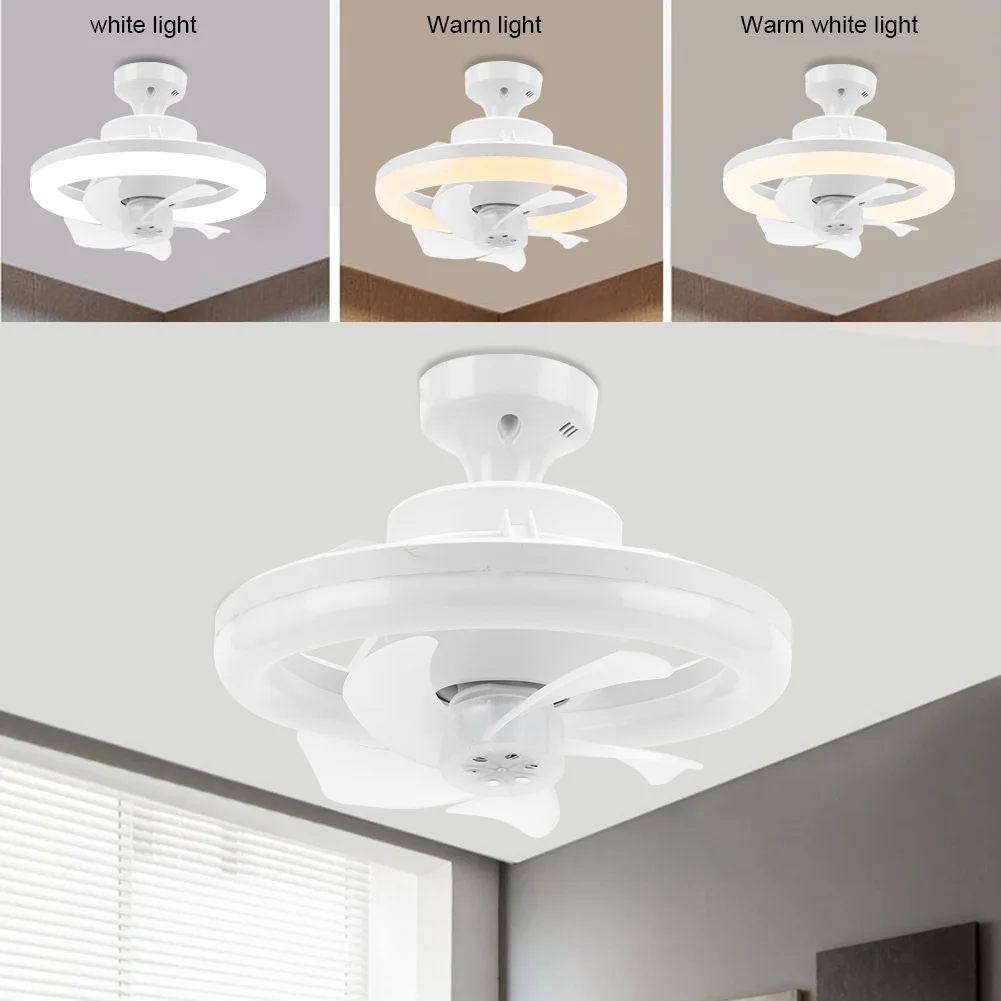 Mini Chandelier Ceiling Fan Flush Mount Ceiling Fan with Light RGB/3 Colors Dimmable Remote Control Indoor LED Ceiling Fan Light
