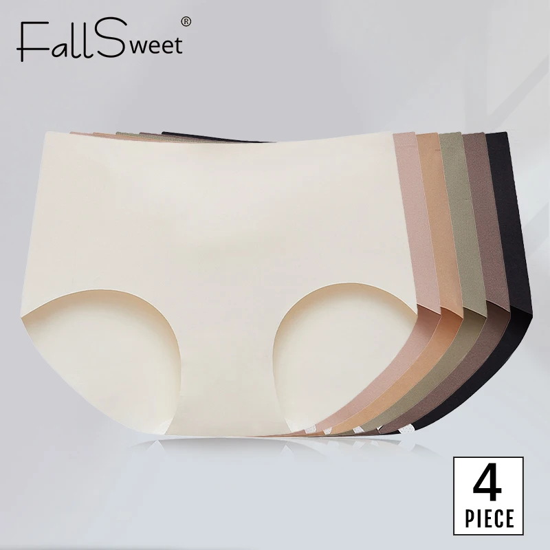 Falllsweet 4Pcs/Set Seamless Silk Briefs For Women Mulberry Silk Panties Comfortable Underpants Soft Lightweight Underwear M-2XL