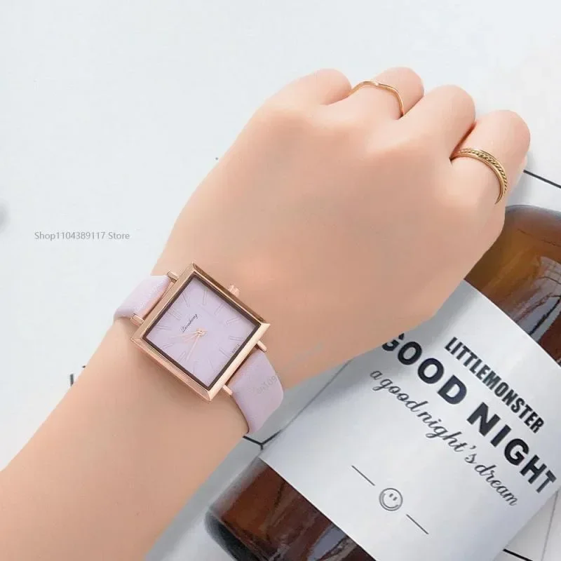 Relógio de quartzo quadrado grande mostrador quartzo senhoras simples casual liga caso relógio de pulso elegante moda presente para mulheres montres femmes