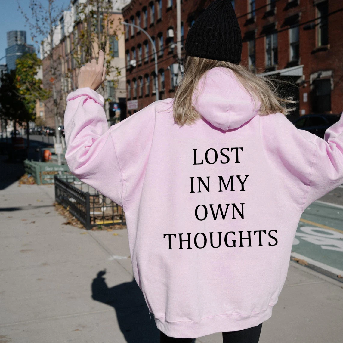 Lost In My Own Thought Hoodie Women Hoody Sweatshirts Pullovers Fashion Graphic Unisex Pure Cotton Top Casual Jumper Fit Hoodies