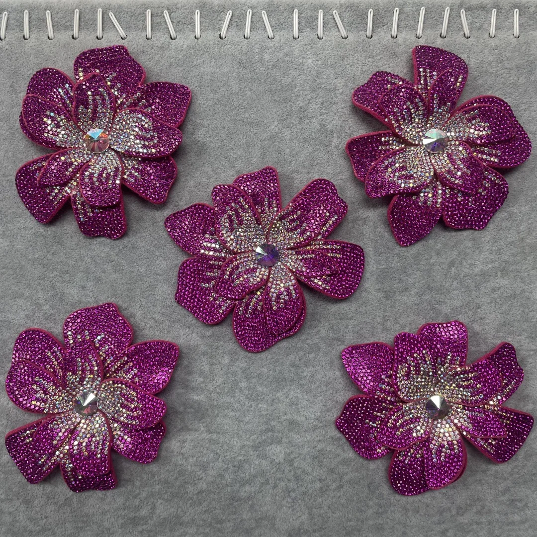 5 Stück extra große Strass-Blumen-Kleidungsaccessoires zum Selbermachen, handgefertigte Kleidung, Patchwork