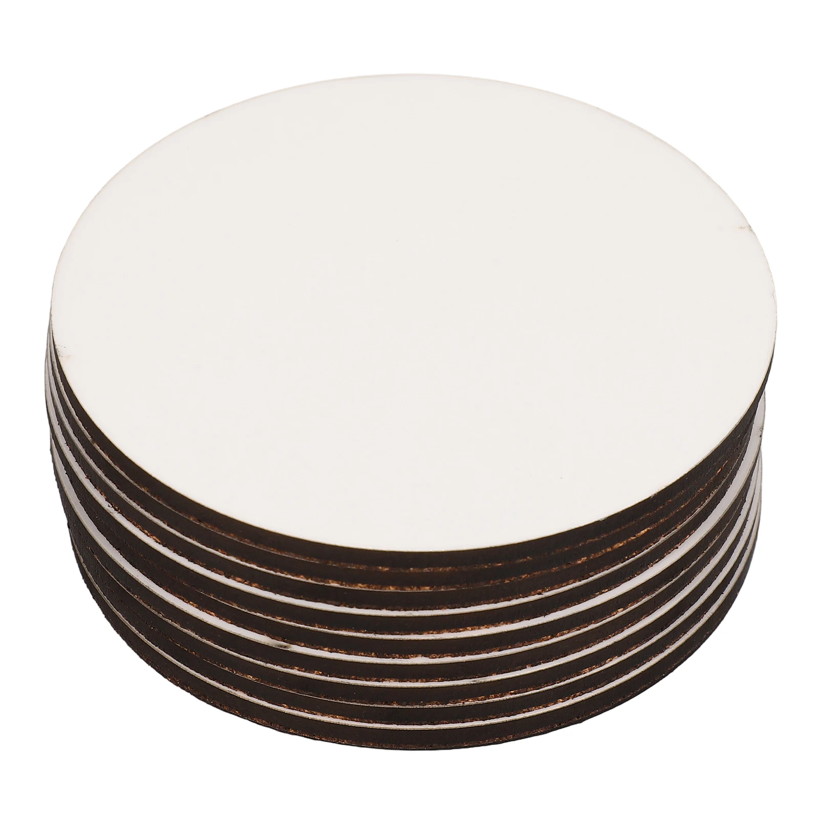 

10Pcs Sublimation Blanks Wood White Round Cup Pads Heat Transfer Cup Mat Scratch Resistant Home Use