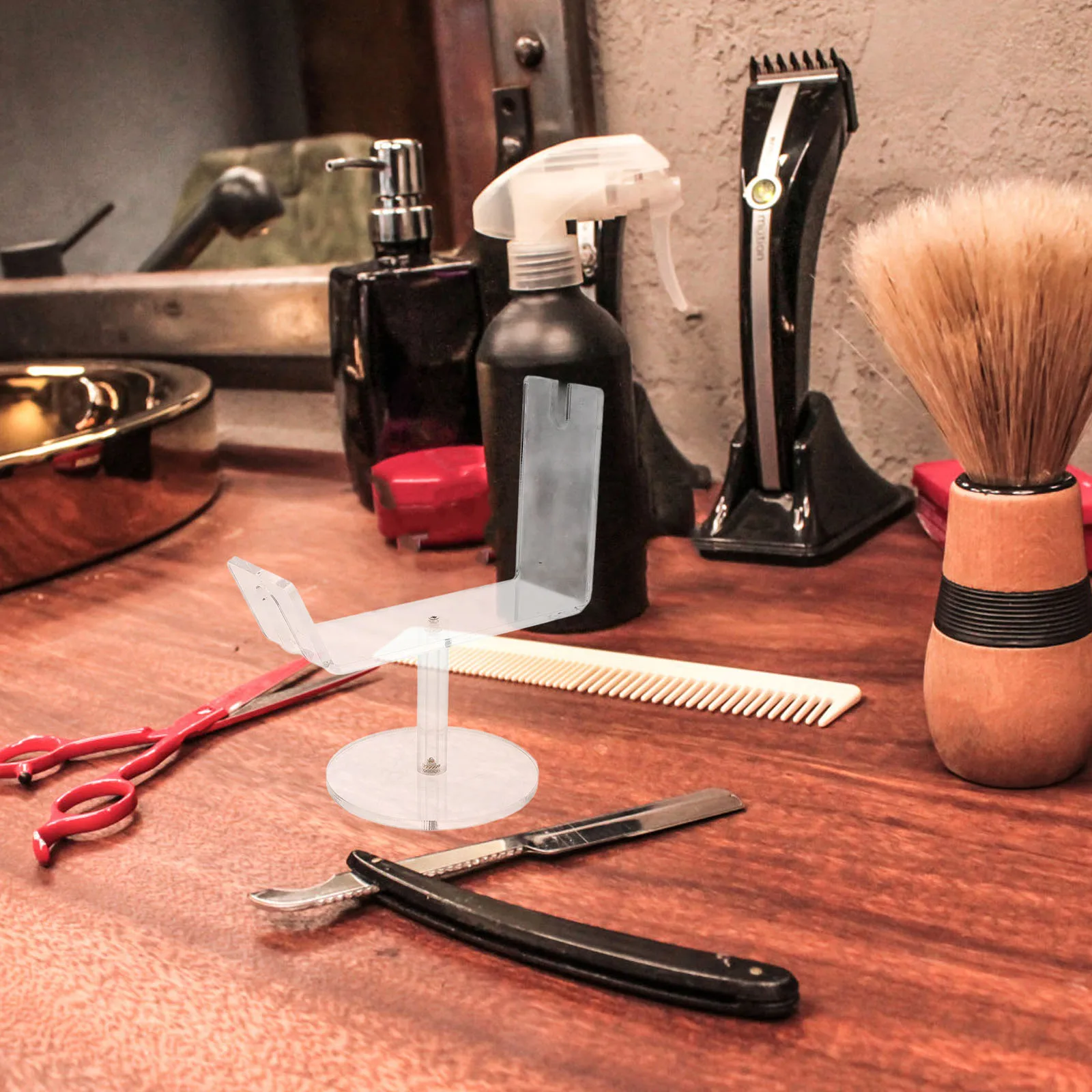 

Acrylic Scissors St Bracket Hairdressing Tool Multi use Storage Durable Compact Stable Scissor Holder Rack Anti skid Base