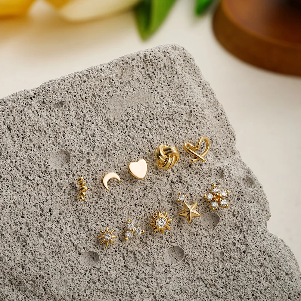 1PC Chirurgische Edelstahl Ohrringe für Frauen Zierliche Ohrringe mit flacher Rückseite Ohrstecker 20G CZ Knorpel Helix Tragus Conch Lobe Piercing – Detail 7