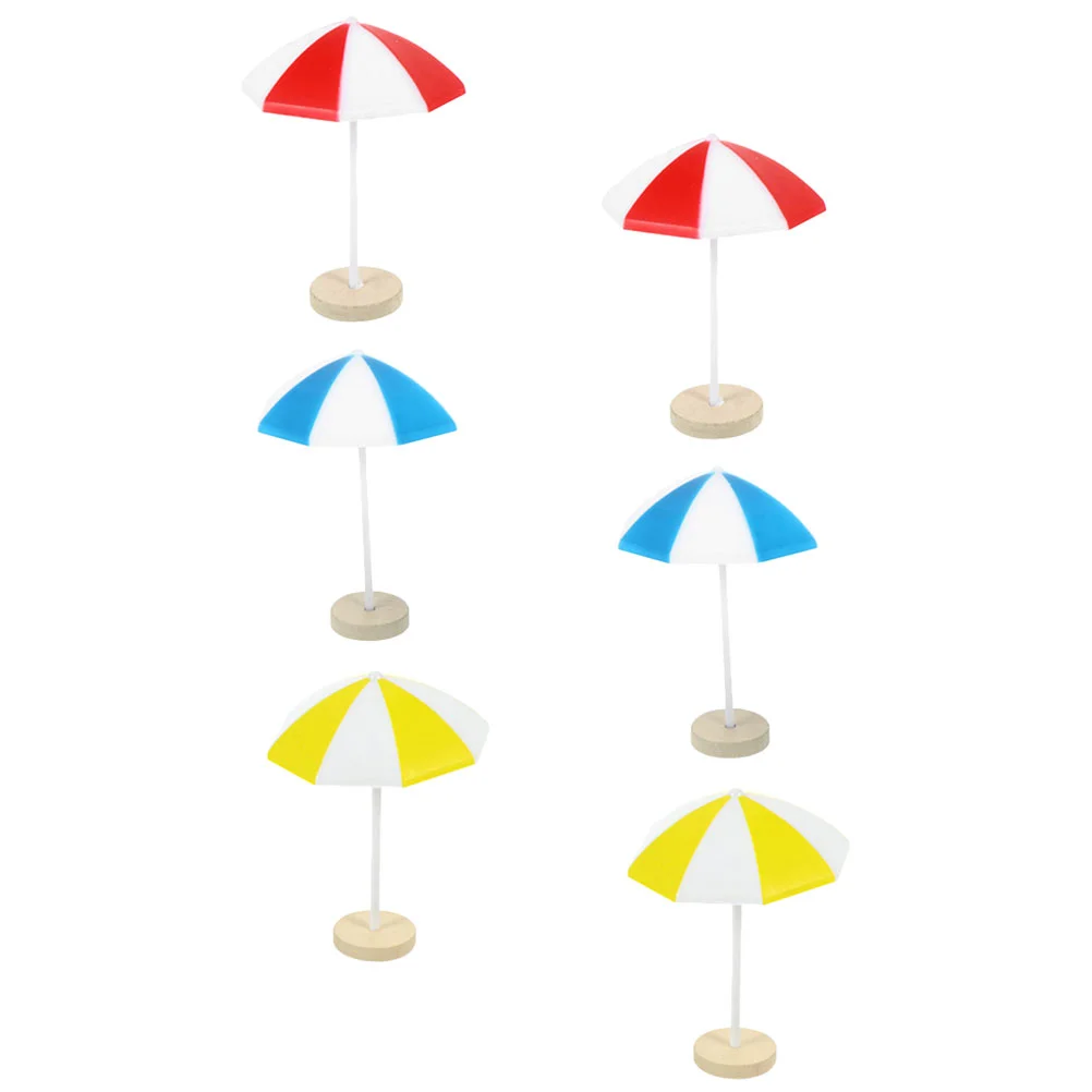 

12pcs Mini Beach Umbrella Set Red Yellow Resin Seaside Scene Landscape House Props Safe Lightweight Ocean Theme