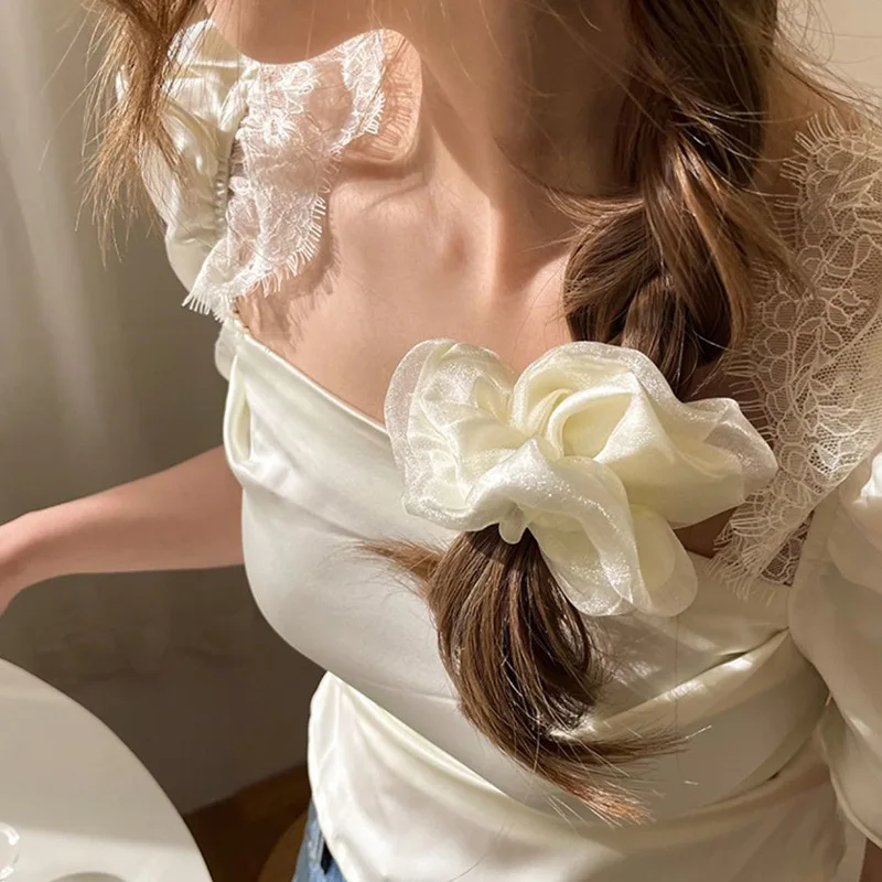 Simple Forest Style High Elastic Mesh Hair Scrunchie Tie Elegant Versatile Hair Rope Accessory