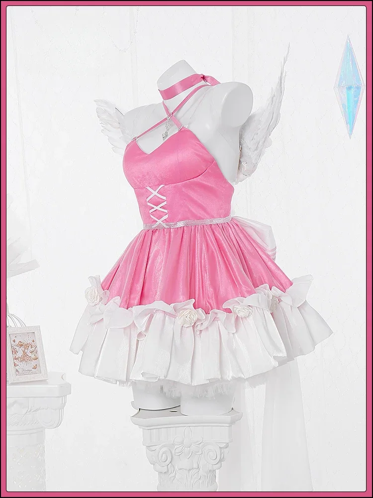 Game Nikke Dorothy Anniversary Skin Cosplay Costume Halloween Outfits Women Suit Pink Lovely Dress Wing Wig 100cm