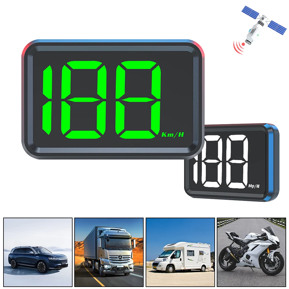 GPS HUD Car Head Up Display Big Font Digital USB Plug Speedometer White Green Light Display KMH MPH Meter X1 HUD