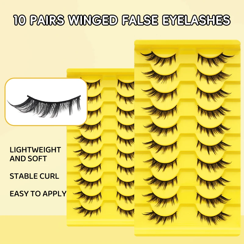 DINGSEN 10 Paar Anime-Wimpern Großhandel Manga-Wimpern Natürliche Lange Wiederverwendbare Künstliche Wimpern Make-up Cosplay Katzenaugen-Wimpern – Detail 4