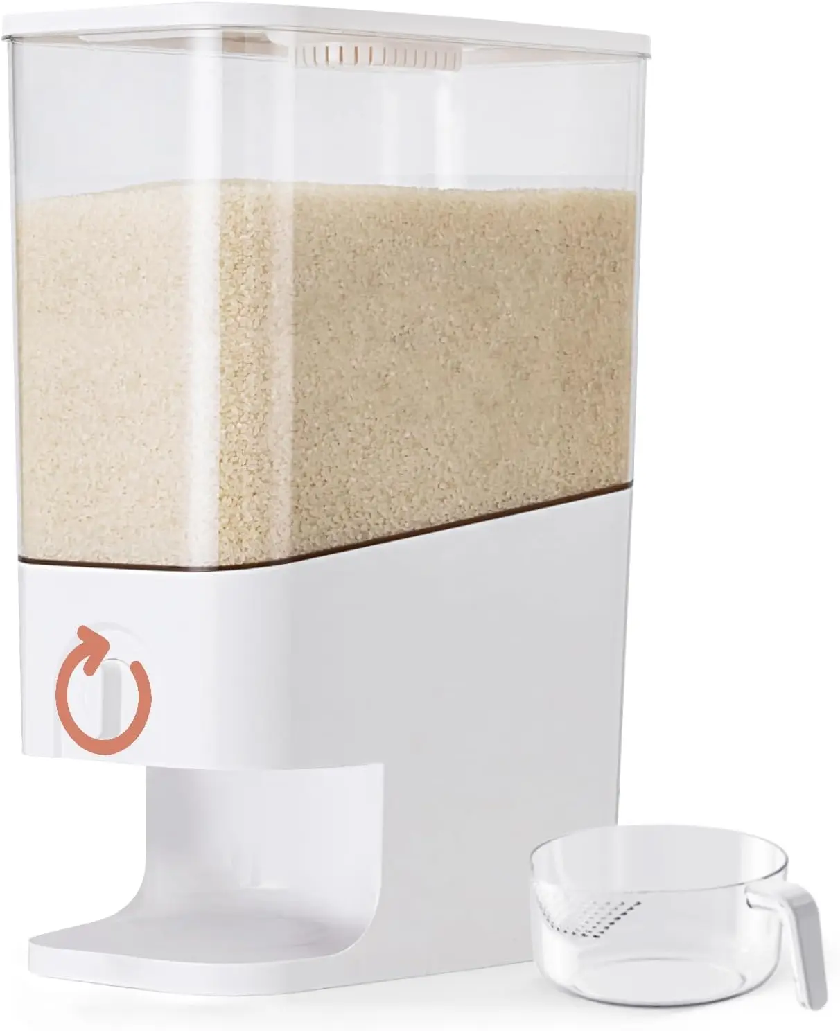 

Диспенсер для риса 22–25 фунтов, контейнер для хранения зерна 10,5 кв. с мерным стаканчиком для кухонной кладовой