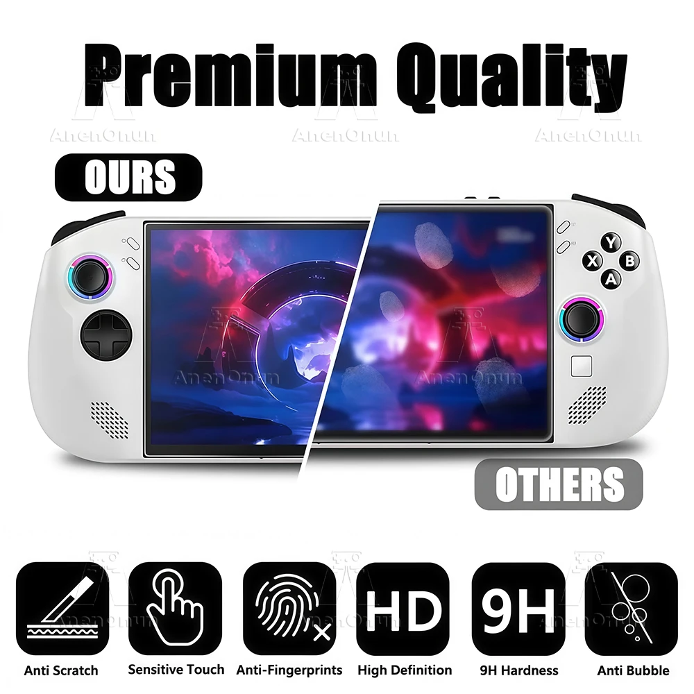 Legion Go S Screen Protector 9H Hardness Shatterproof Anti-Scratch Anti-Fingerprint 2.5D Arc Edge HD Bubble-Free Tempered Glass