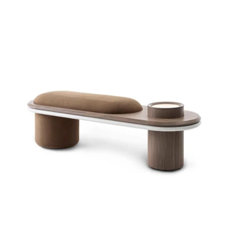 Nordic designer living room fabric sofa stool solid wood dining room dining stool bedroom bedside stool bench