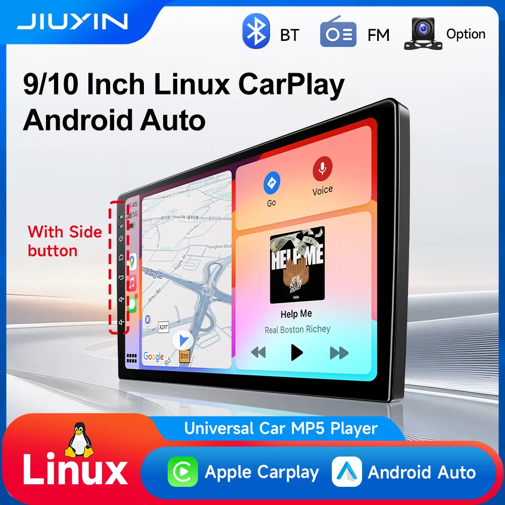 Reproductor de Radio Estéreo Multimedia Universal para Auto JIUYIN Linux MP5 de 9/10 Pulgadas con Carplay Inalámbrico y Android Auto para Nissan, KIA, Hyundai, VW