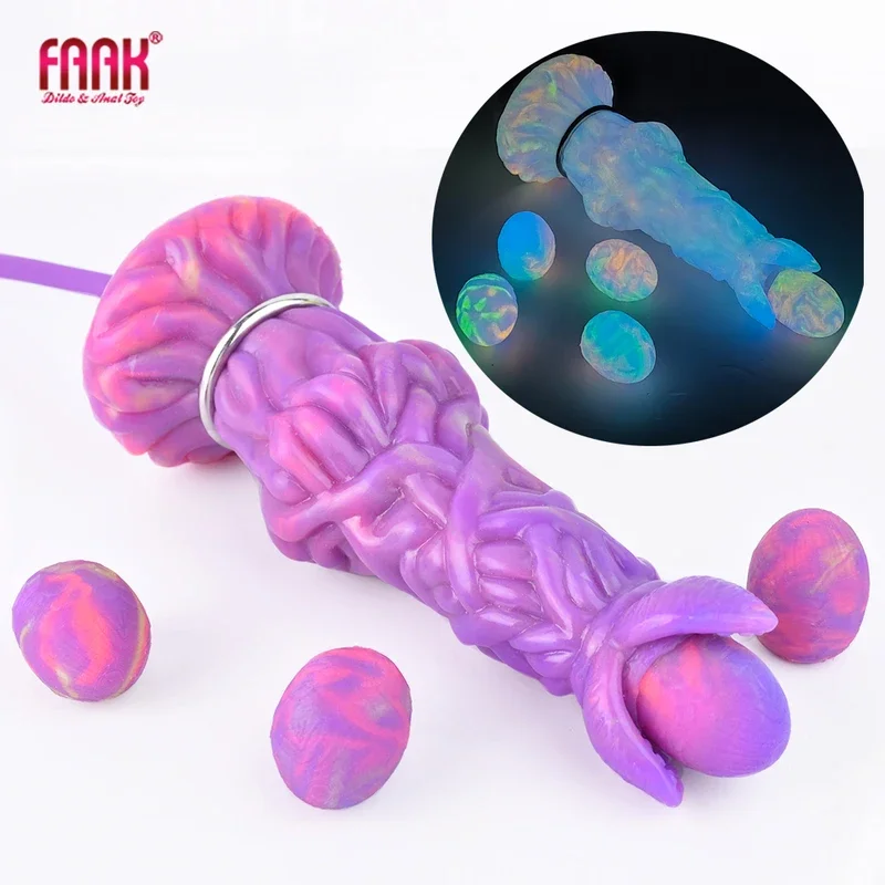 

FAAK Fantasy Pneumatic Luminous Ovipositor Anal Sex Toys Lay Eggs Dildos Silicone Glow in Dark Butt Plug Adult Game Masturbators