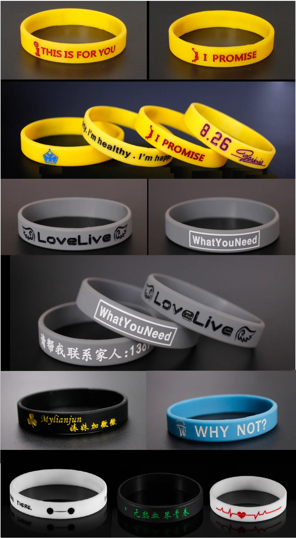 1 Stück graviert personal isierte benutzer definierte Armband sos id Armband Telefon nummer Silikon DIY Band für Geburtstags feier Ereignisse Anti-Lost – Detail 4