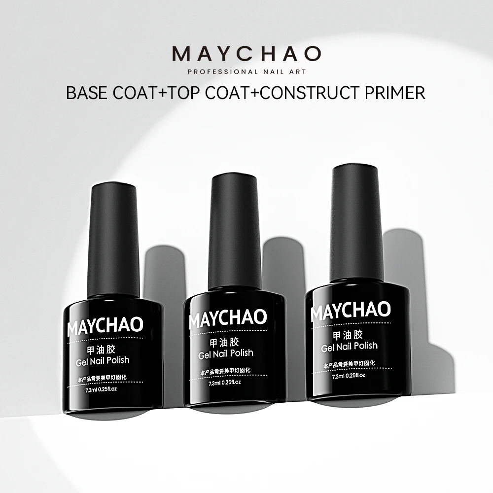 

MAYCHAO Nail Gel Polish 7.3ml No Wipe Top Coat Base Coat Primer UV LED Enhancer Varnish Soak Off Semi Permanent Nail Art Varnish