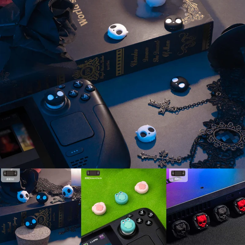 

Skull Silicone Soft Thumb Stick Grip Cap Controller Joystick Cover For Valve steam deck Game Console Thumbstick Case Accessories