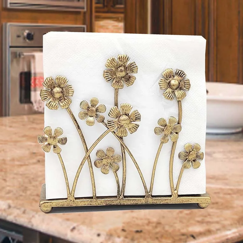 Vintage Iron Art Countertop Napkin Holder Stable Desktop Tissue Rack Decorative Paper Holder For Home Kitchen Dining Room