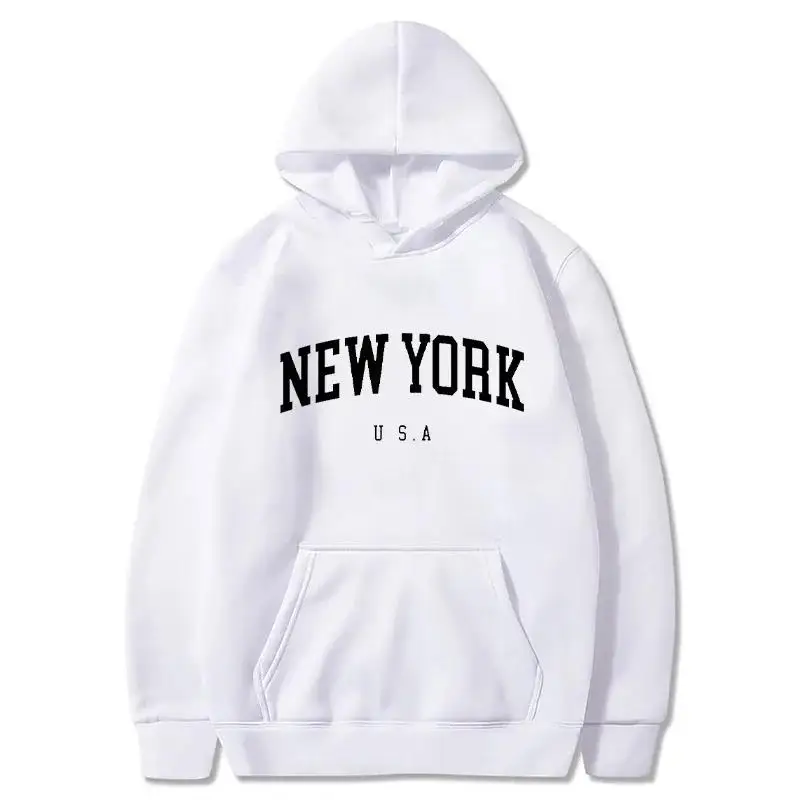 US Men and Women City Hoodies Letter Printed Graphic Sweatshirts Loose Casual Pullover Harajuku Hooded Sportwear New YorkFashion