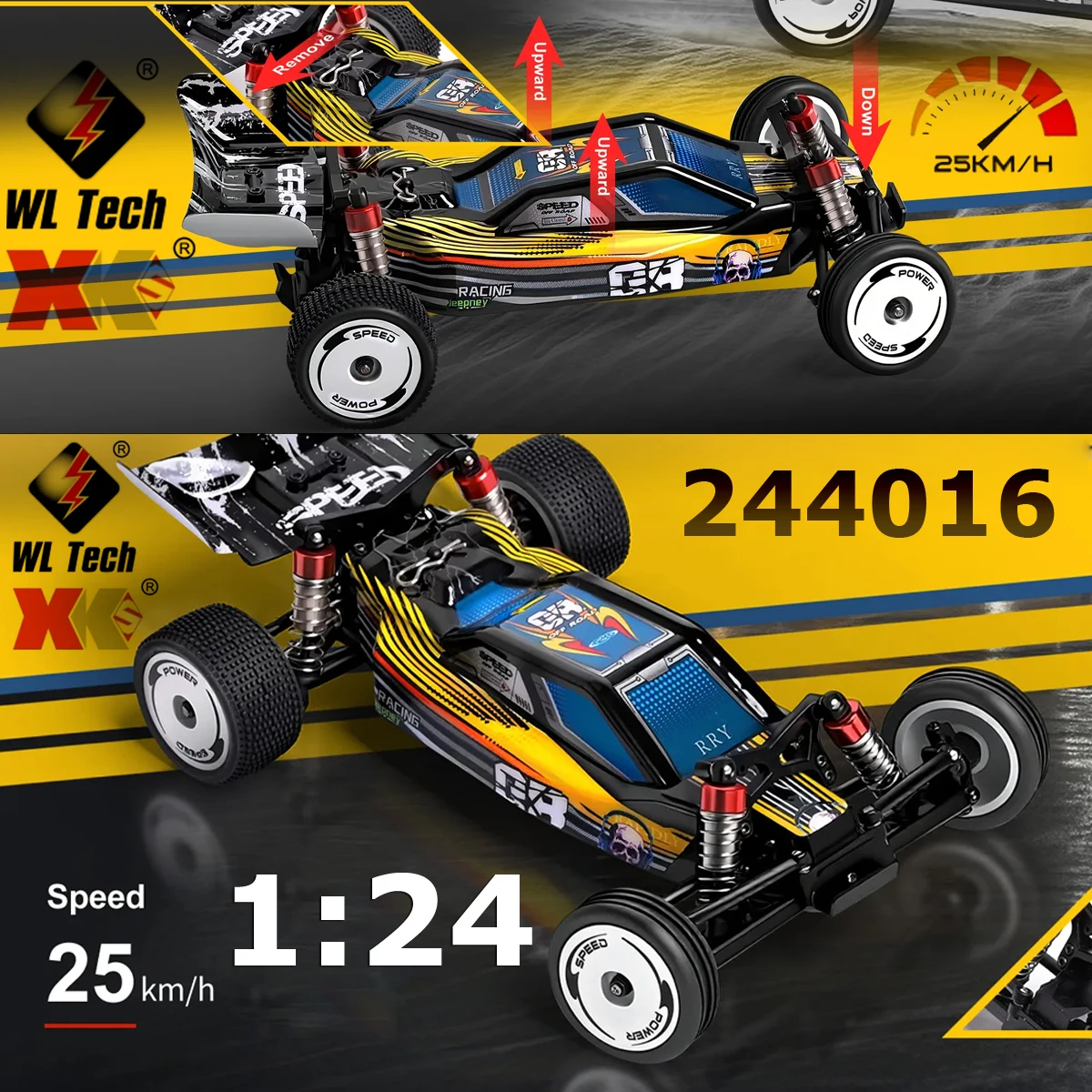 

Wltoys 1/24 RC Car 244016 2.4G RC Drift Cars с гироскопом Полномасштабный гоночный автомобиль 25 км/ч для детей, подарки на Хэллоуин и Рождество