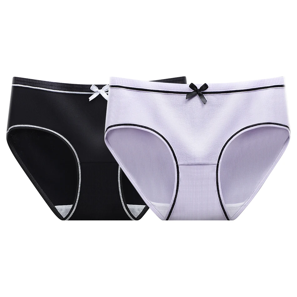 Two Pieces Sophisticated and Cute Women Mid Waist Ribbed Panties Sexy and Comfortable Underwears Option for the Modern Teenager