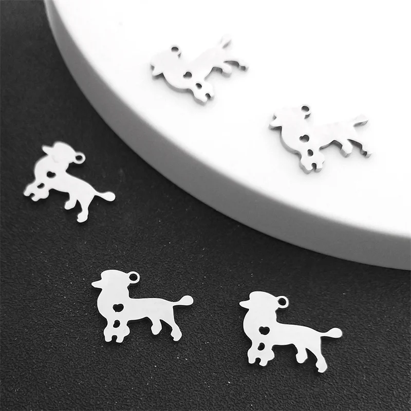 Stainless Steel Poodle Dog Charms Pendant For DIY Jewelry Making Finding Accessories Bracelet Earrings Handmade Necklace 1932-3