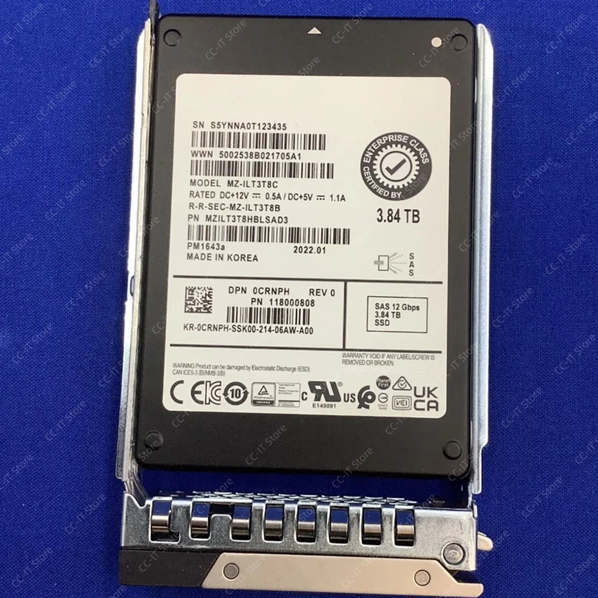 3.84TB SAS 12Gbps 2.5'' Enterprise SSD 0CRNPH PM1643a MZ‑ILT3T8C CRNPH SAS Solid State Drive
