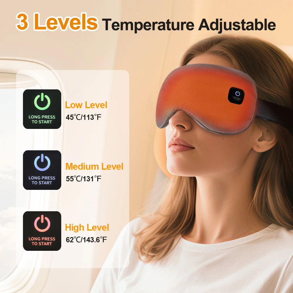 Cordless Hot Compress Massage Eye Mask Electric Vibration Heated Eye Massager Relieve Eye Strain Dark Circles Sleeping Eyeshades