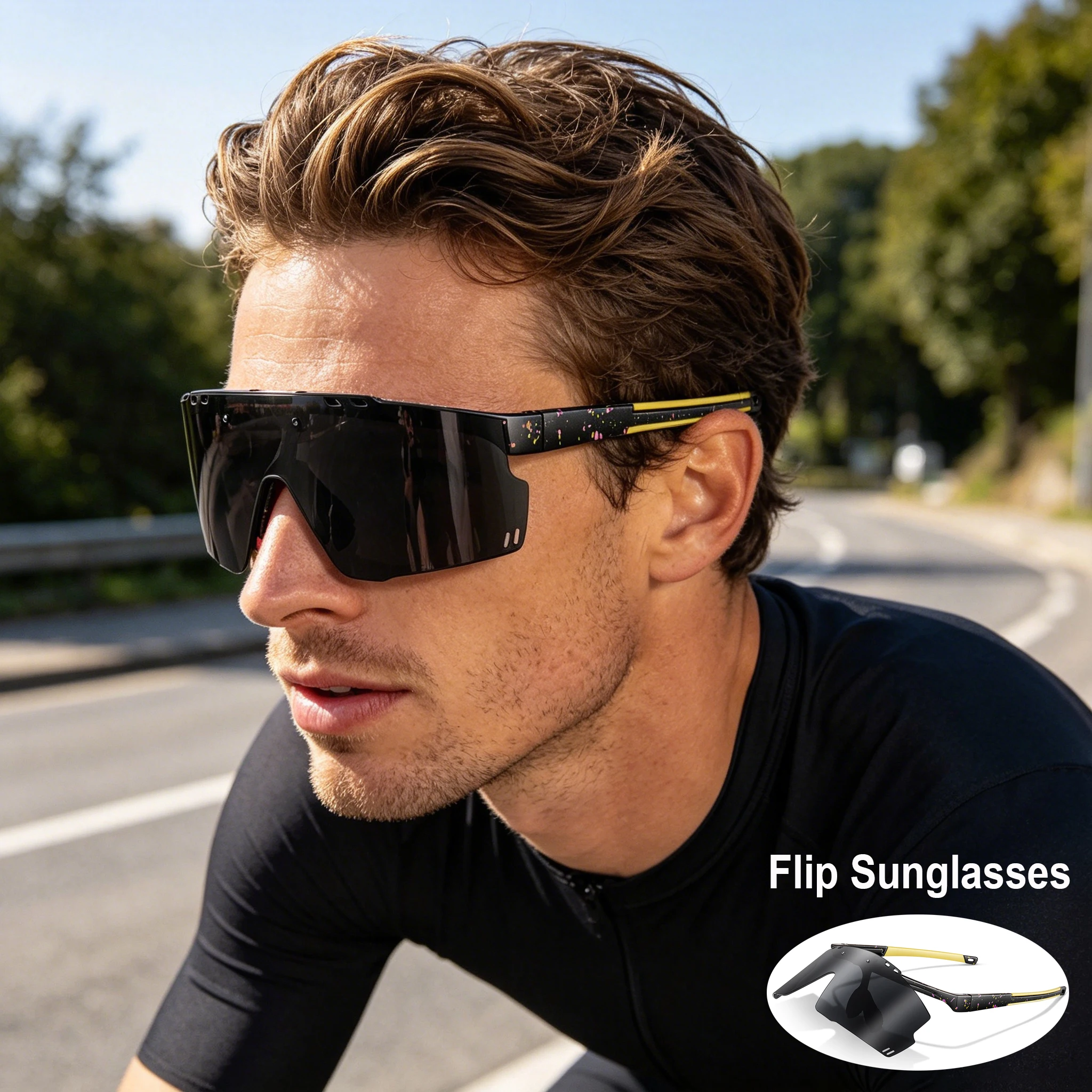 Flip-Flop-Fahrradbrillen für Herren und Damen, UV400-Schutzbrillen für Outdoor-Sportarten wie Radfahren, Laufen, Klettern, Wandern