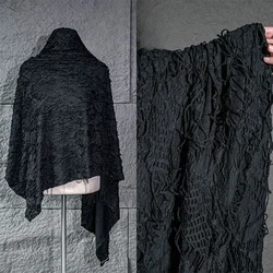 Tearing Torn Black Jacquard Handmade Heavy Textured Cotton Recreating Elastic T-shirt Hoodie Clothing Designer Fabric