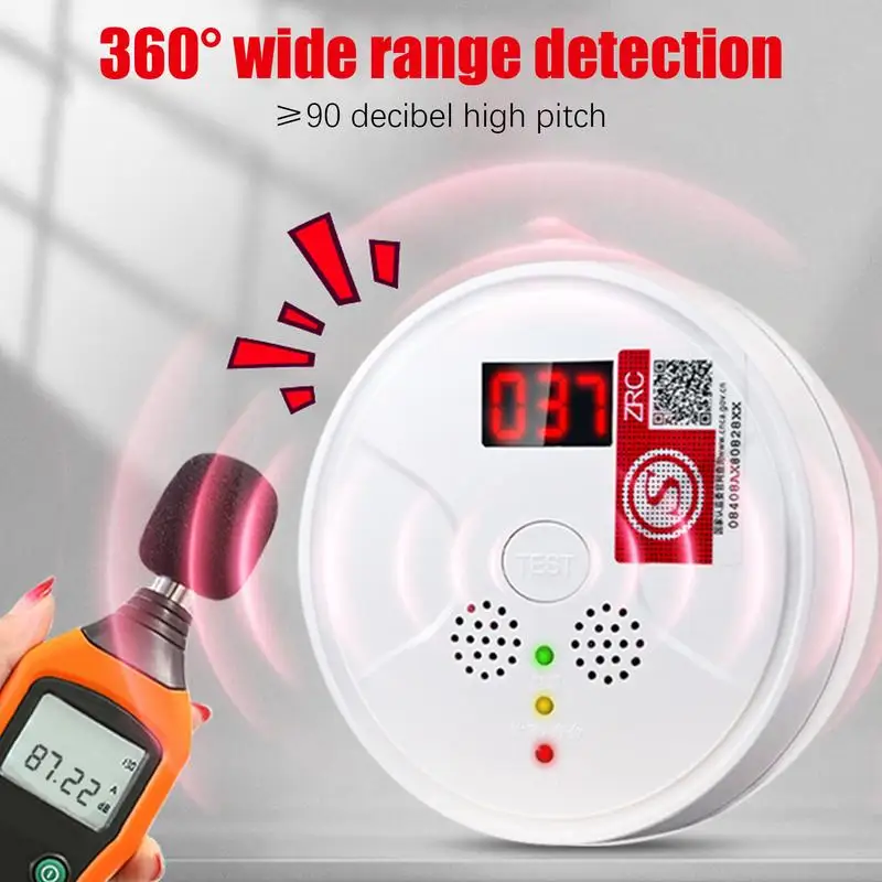 Carbon Monoxide Sensor Travel CO Alarm Battery-Powered CO Warning Monitor Portable CO Alarm Detector With Digital Display &