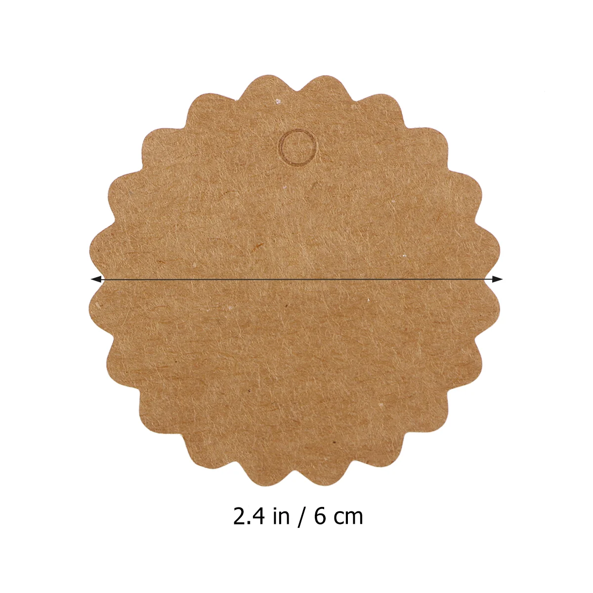 Papier kraft festonné rond avec ficelle de jute de 10m, étiquette de cadeau, étiquette de bagage bricolage, étiquette de prix, marron, 60mm, 100 pièces