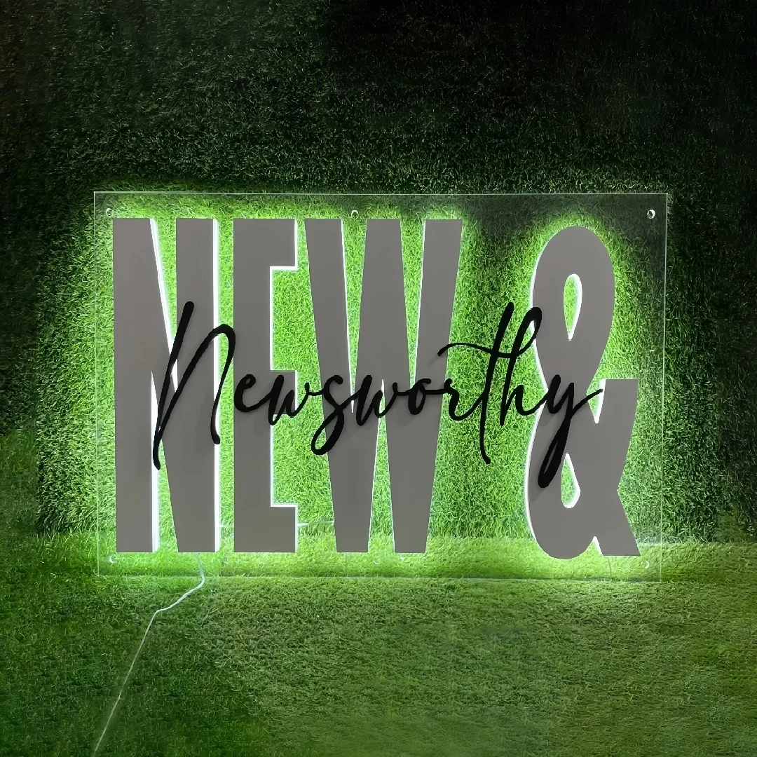 Custom Backlit Sign, Sign for Business, LED Lighting Box Backlit Gold brushed Silver Stainless steel Raised 3D Design  Logo Sign