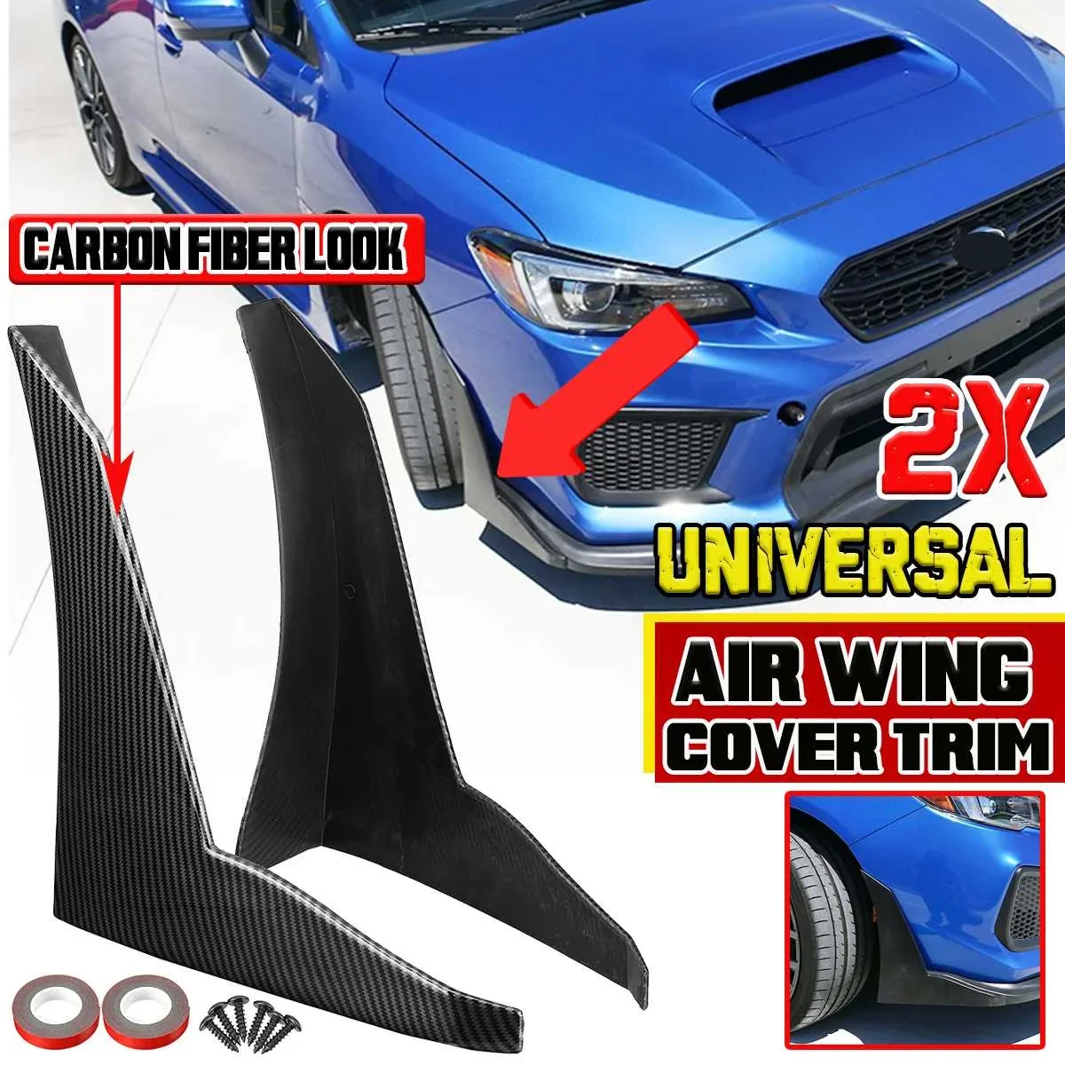 

2PCS Universal Car Side Fender Vent Air Wing Cover Trim Bumper Lip Side Splitter Winglet For Subaru WRX STI For HONDA For TOYOTA