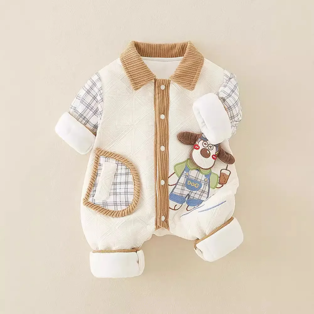 

Утолщенный комбинезон для новорожденных, одежда с хлопковой подкладкой класса А для малышей на выходе, одежда для восхождения ребенка, утепленная одежда