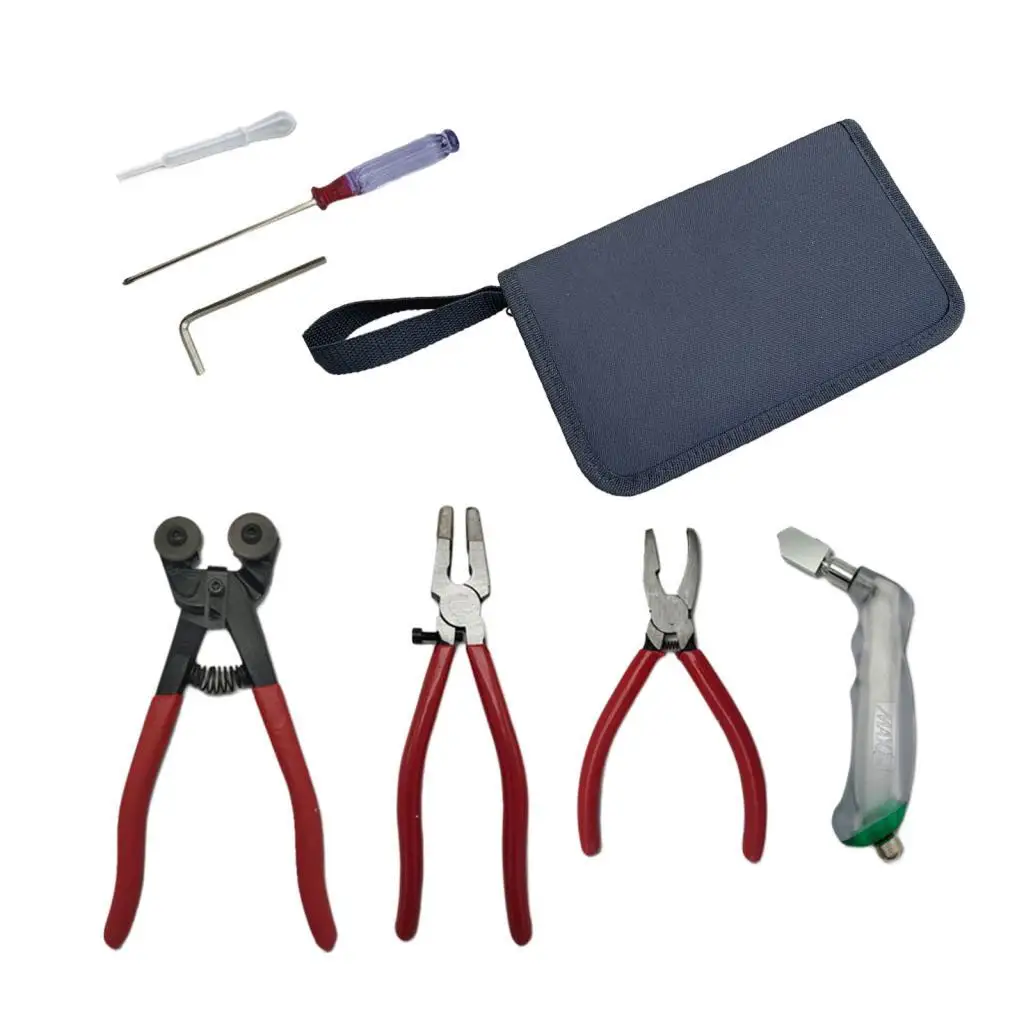 

Glass Cutting Tool Set Glass Running Pliers Breaking Pliers Oil Dropper Storage Bag for Mosaic Tiles Mirrors Stained Glass