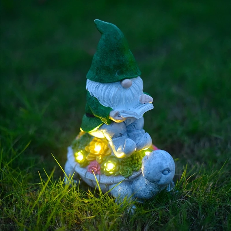 Solar Gnome Statue Lights Decorative Dwarf Sculpture Solar Lamps Outdoor Lighting Great for Christmas Garden Decorations