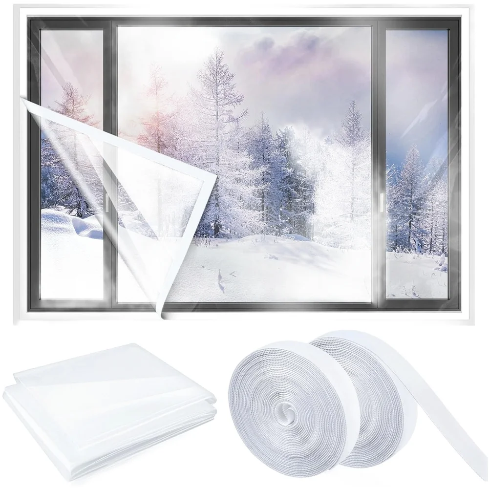 

Cleanable And Reusable Window Cover Clear PE Cover Winter Window Kit Thickened PE Material Reusable Insulating Film