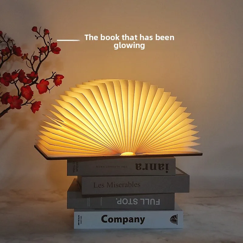 

Creative Gift Folding Book Light, Wooden Magnetic Bluetooth Speaker Night Light, LED Book Light, Outdoor Atmosphere Light