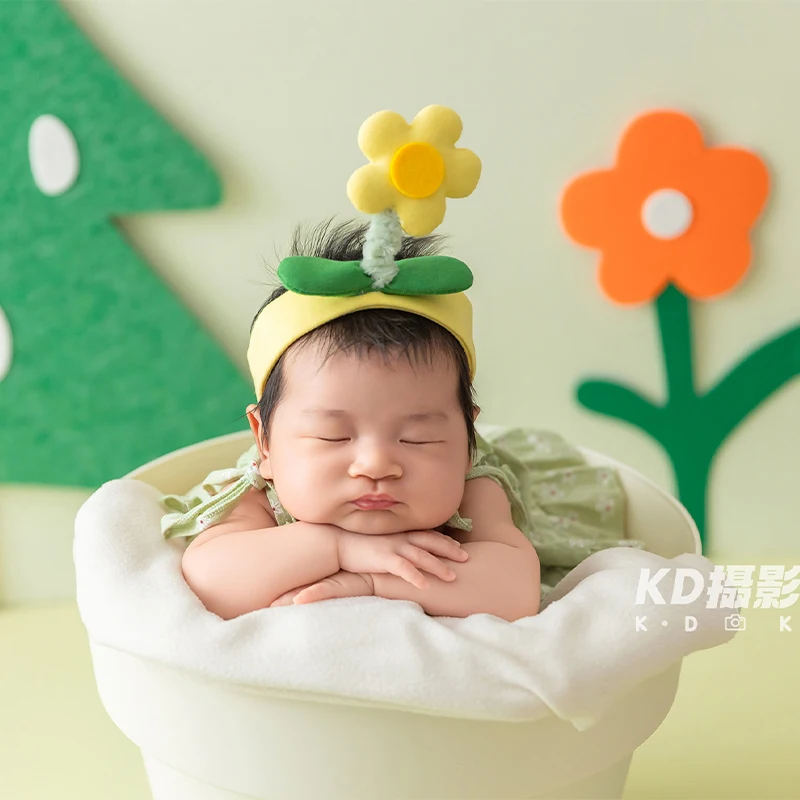 conjunto-de-ropa-para-fotografia-de-recien-nacidos-con-tematica-de-jardin-primaveral-vestido-verde-con-volantes-diadema-con-flores-0-1-mes-ropa-para-sesion-de-fotos-de-hitos-mensuales-de-bebes