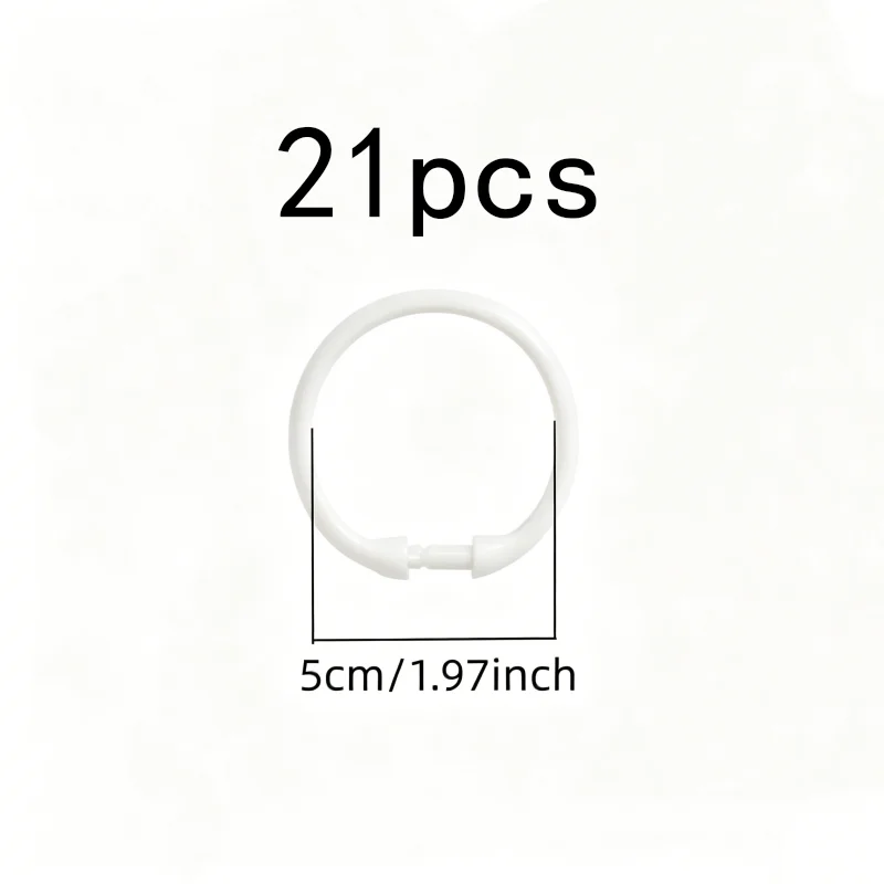 O-Shape Drapery Rings 21 pcs, Waterproof Rust Proof, Easy Snap-On Closure, for Moisture Environment, Multipurpose