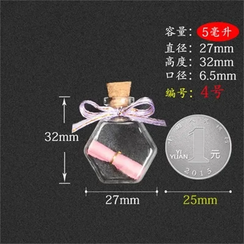 200pcs Mini Empty Clear Wishing Vials with Blank Message Pendant Bottles for DIY Arts Crafts Party Gift Decoration