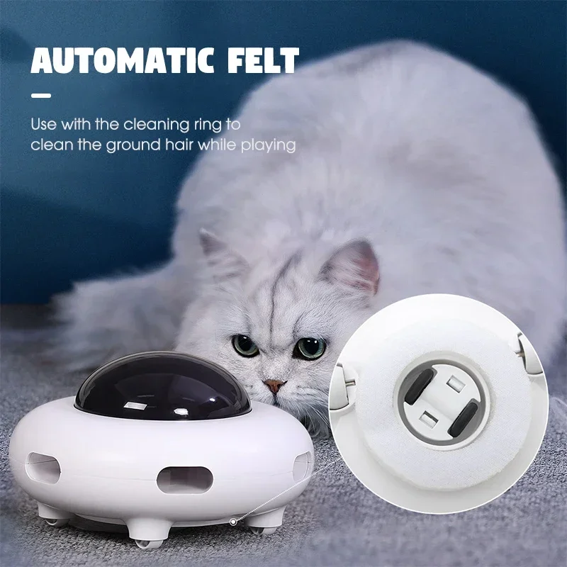 

Electric Cat Toy Interactive Automatic Replaceable Feather Cat Entertainment Toys Training Toys UFO Pet Turntable Catching