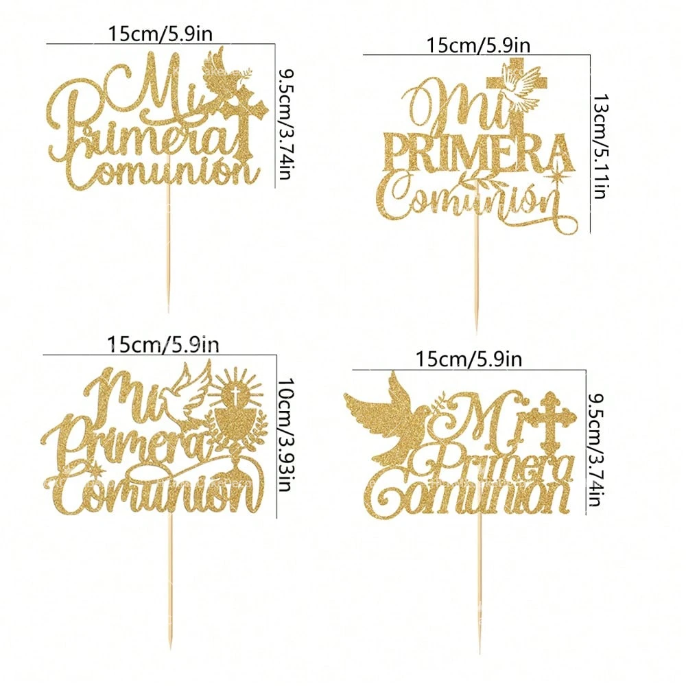 3 Stück/6 Stück goldene Papierkreuz-Kuchendekorationen für Taufe und Kommunion, für Babyparty, Geburtstag, Taufe, Party, Kuchen, Dessert-Dekoration – Detail 7
