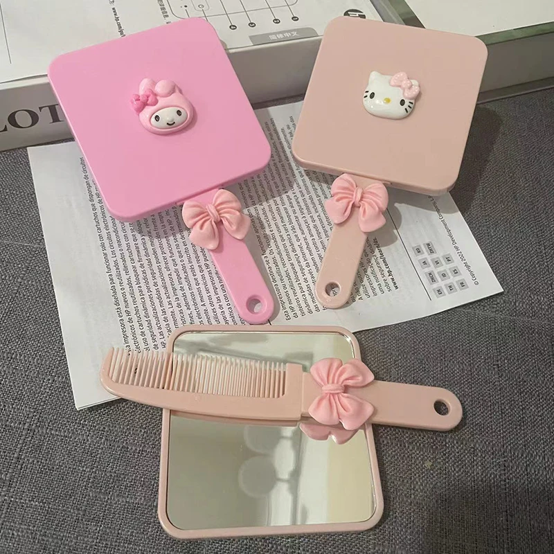 

Cute Portable Sanrio Retractable Handle Makeup Mirror Cartoon Student Handle Mirror Kuromi Birthday Gift