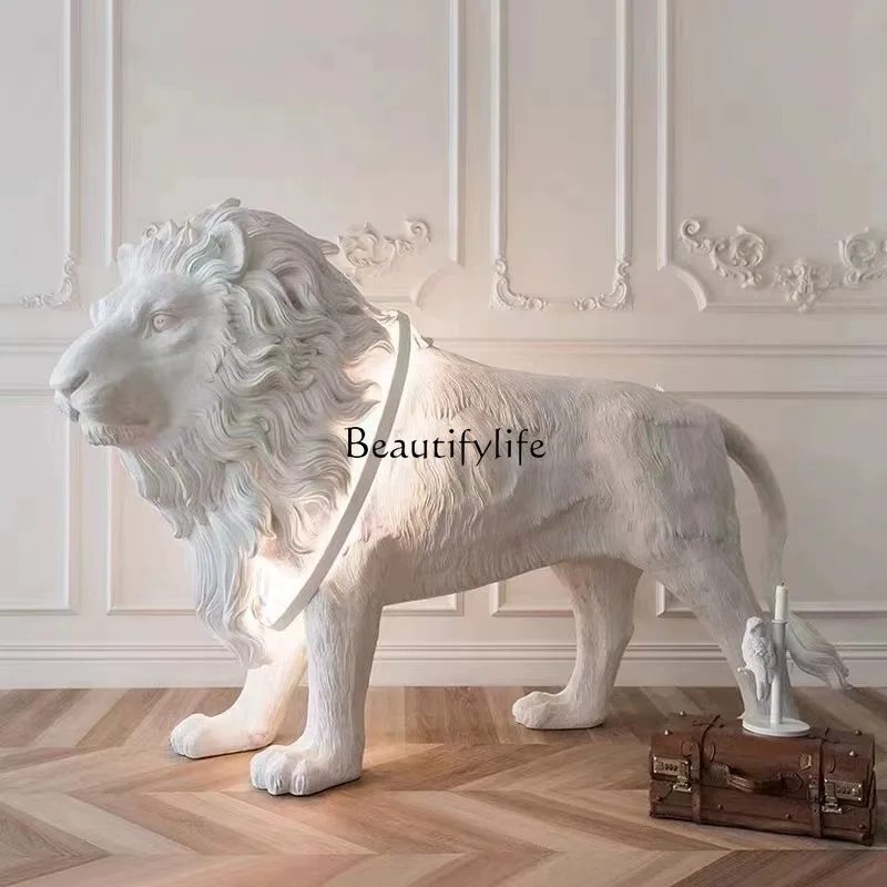 Lion Sculpture Floor Ornaments Nordic Light Luxury Creative Art Simple Large Animal Ornaments